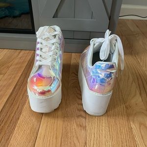 YRU shoes LaLa platform sneakers iridescent size 8 EUC